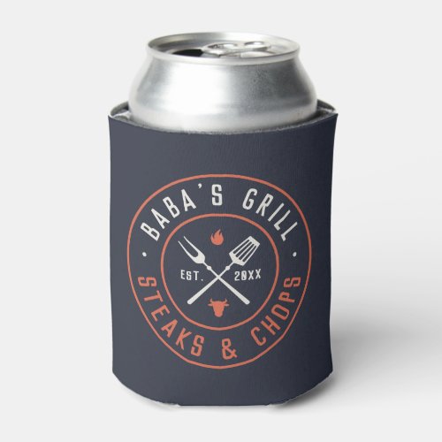 Babas Grill Personalized Year Established Can Cooler