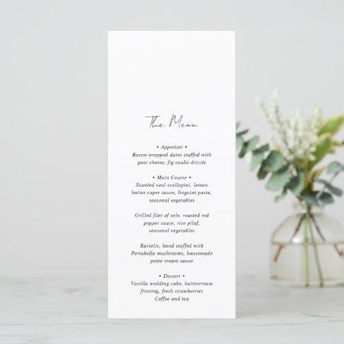 Babbette Minimalist Modern Wedding Menu