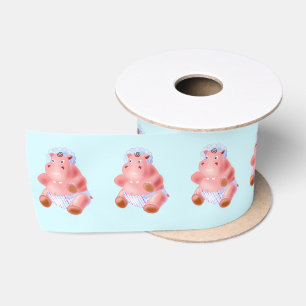 Babby Hippo Satin Ribbon Cartoon