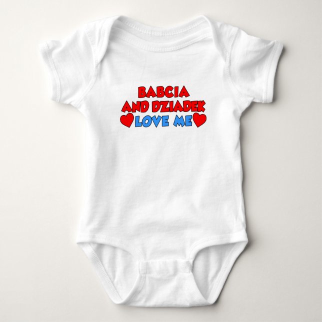 Babcia And Dziadek Love Me Baby Bodysuit (Front)