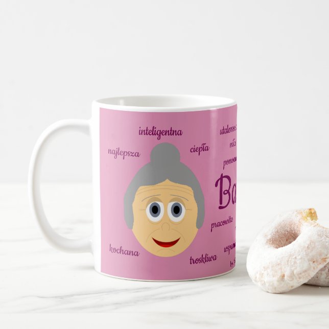 Babcia - pink coffee mug (With Donut)
