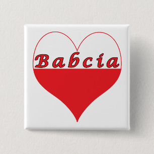 Babcia Polish Heart Pinback Button