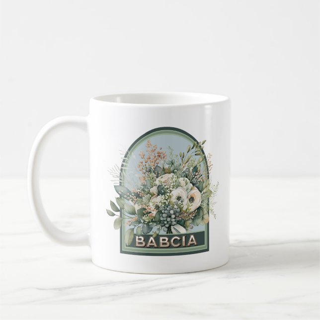 Babcia Vintage Floral Grandmother Coffee Mug (Left)