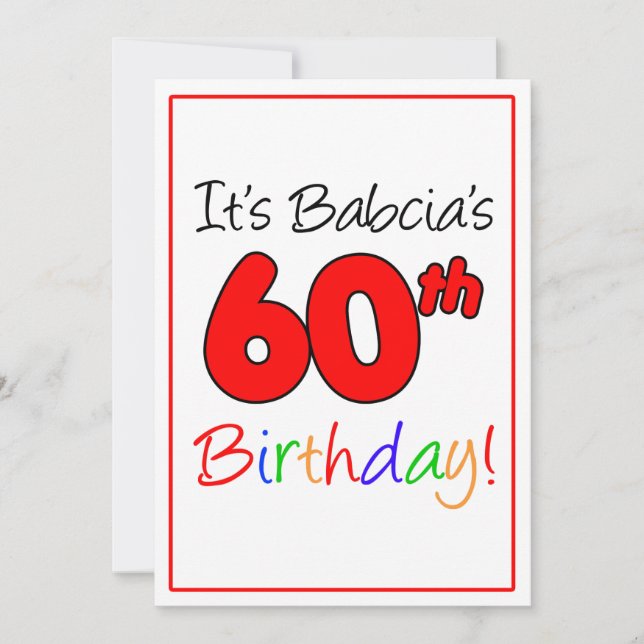 Babcia's 60th Milestone Birthday Party Celebration Invitation (Front)