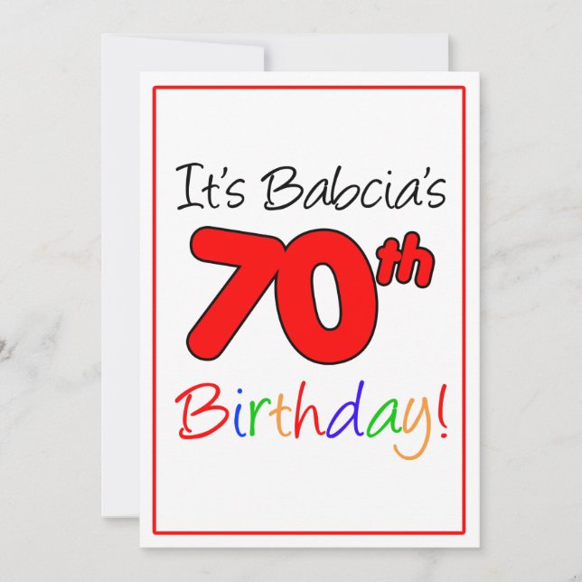 Babcia's 70th Milestone Birthday Party Celebration Invitation (Front)