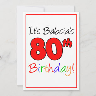 Babcia's 80th Milestone Birthday Party Celebration Invitation