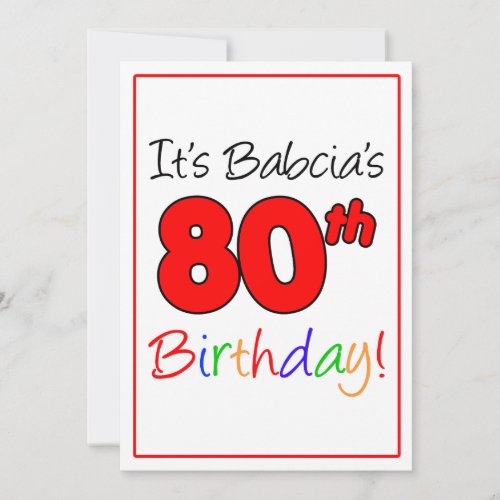 Babcias 80th Milestone Birthday Party Celebration Invitation
