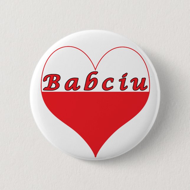 Babciu Polish Heart Pinback Button (Front)