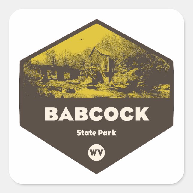 Babcock State Park West Virginia Square Sticker (Front)
