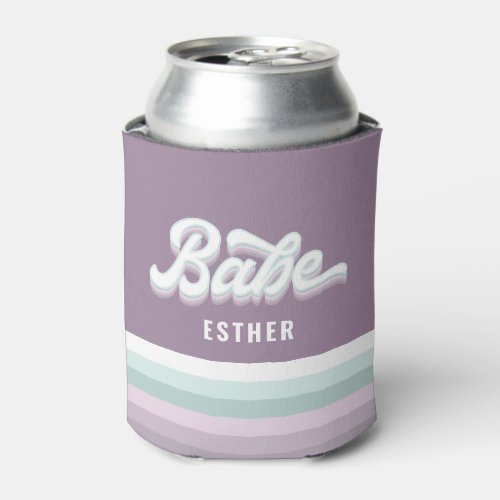 Babe bachelorette wedding funky retro 80s pastel can cooler