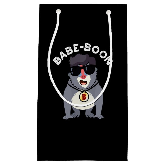 Babe-boon Funny Animal Monkey Baboon Pun Dark BG Small Gift Bag (Front)