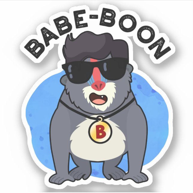 Babe-boon Funny Animal Monkey Baboon Pun  Sticker (Front)