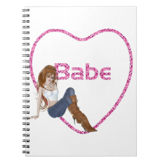 Babe Glitter Heart Candy Redhead Girl Design Notebook