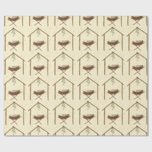 Babe in a manger Christmas wrap Wrapping Paper
