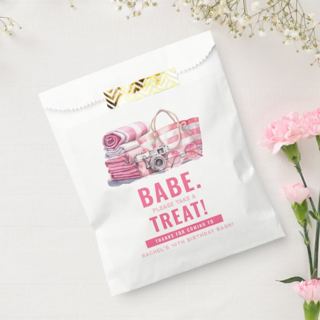 BABE.. Pink Pool Girl Birthday Thank You Favor Bag (Sealed)