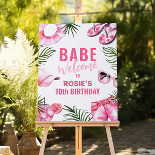 BABE Pink Pool Party Boy Birthday Welcome Foam Board