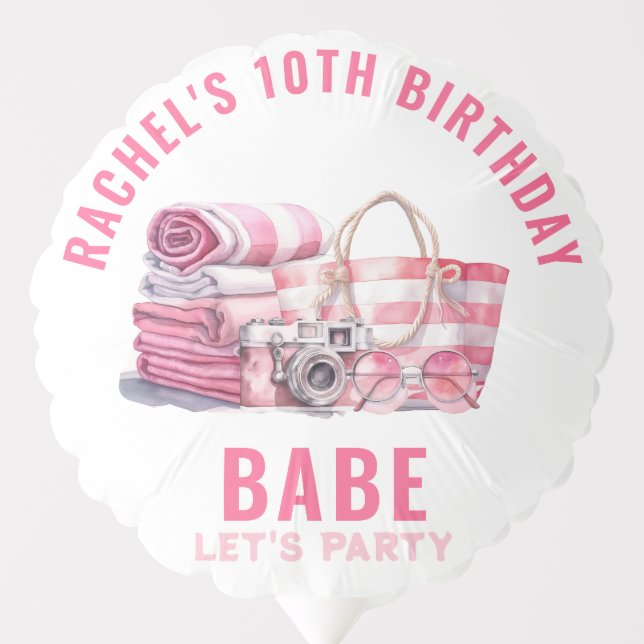 BABE Pink Pool Party Girl Birthday  Balloon (Front)