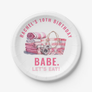 BABE Pink Pool Party Girl Birthday Paper Plates