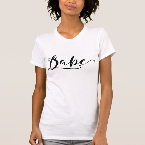 BABE Trendy Black Script Calligraphy Modern Chic T_Shirt
