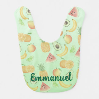 "Babero Dulce Tropical - Editable with Name" Baby Bib