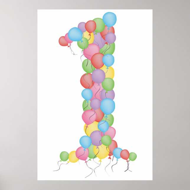 Babies 1st Birthday Party Balloons 1 Poster Print (Front)