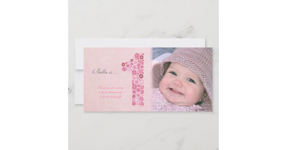 Babies 1st Birthday Thank You Photo Card | Zazzle