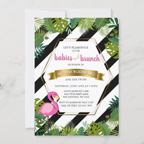 Babies and Brunch Baby Brunch Flamingo Baby Shower Invitation