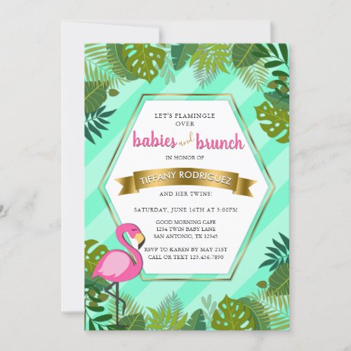 Babies and Brunch Baby Brunch Flamingo Baby Shower Invitation