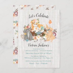 Babies and mamma Veterinarian School Graduation Invitation