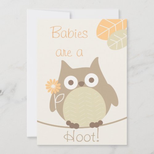 Babies Are a Hoot Owl Neutral Baby Shower Invitation