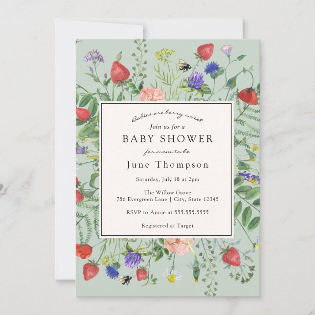 Babies are Berry Sweet Wildflower Baby Shower Invitation (Front)