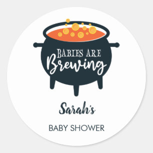 Babies are Brewing Halloween Baby Shower Classic Round Sticker
