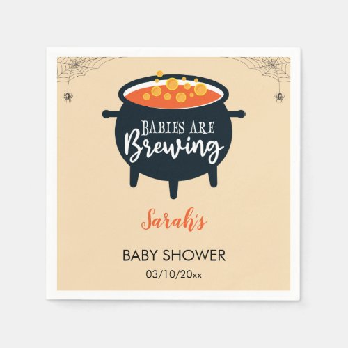 Babies are Brewing Halloween cauldron Baby Shower Napkins