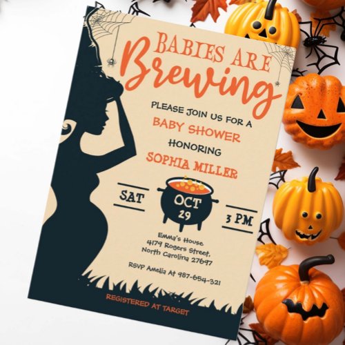 Babies are Brewing Halloween Witch Baby Shower Invitation