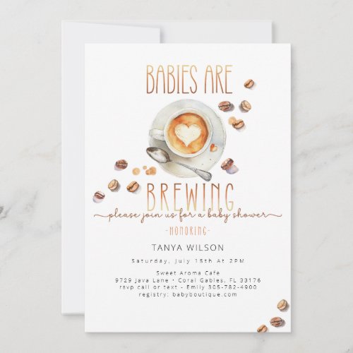 Babies Are Brewing Twin Coffee Baby Shower Invitation