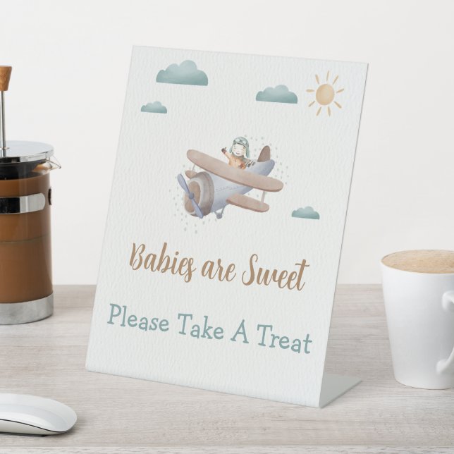 Babies are Sweet Airplane Baby Shower Traveler Pedestal Sign (In SItu)