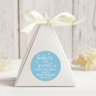 Babies Are Sweet Baby Shower Minimalist Blue Classic Round Sticker