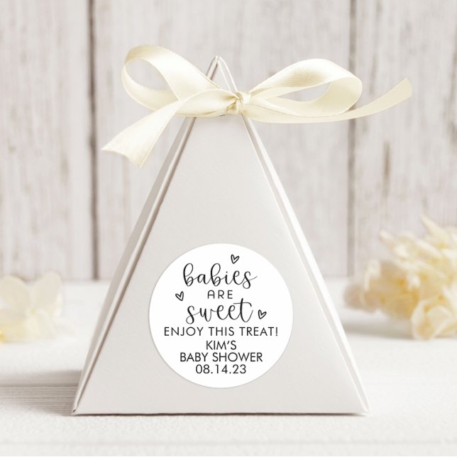 Babies Are Sweet Baby Shower Minimalist Neutral Classic Round Sticker (Creator Uploaded)