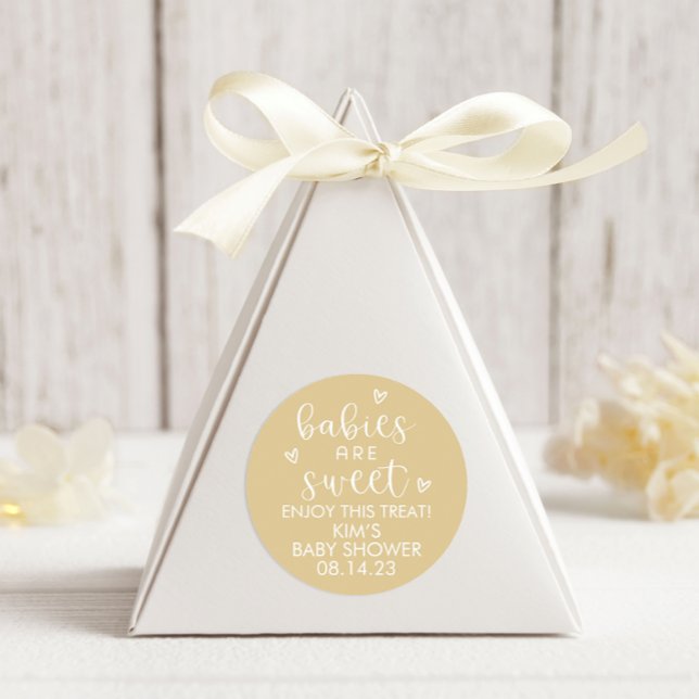 Babies Are Sweet Baby Shower Minimalist Yellow   Classic Round Sticker (Creator Uploaded)