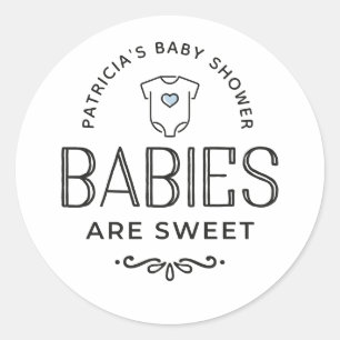 Babies Are Sweet Baby Shower Pastel Blue Boy Classic Round Sticker