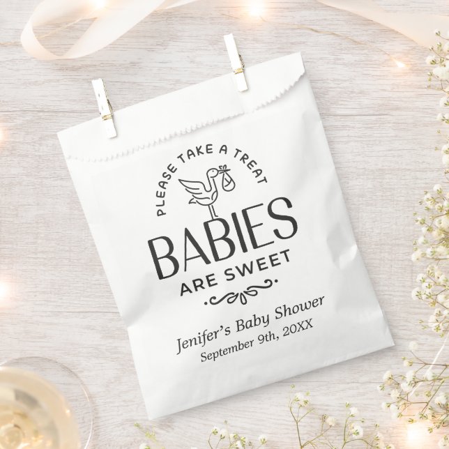 Babies Are Sweet Baby Shower Stork Boy Or Girl Favor Bag (Clipped)