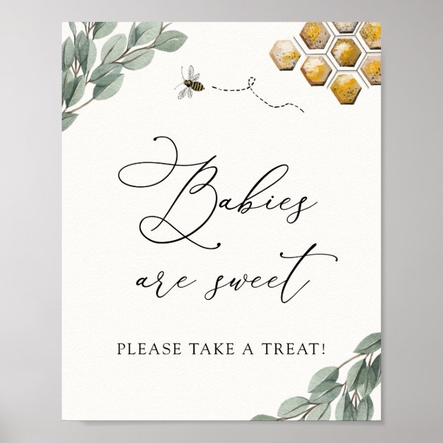 Babies are Sweet Bee Eucalyptus Favors Sign (Front)