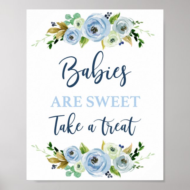 Babies are sweet blue floral sign (Front)