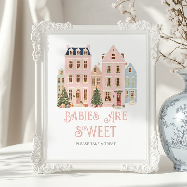 Babies are sweet Christmas Village Baby Shower Poster (Creator Uploaded)