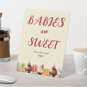 Babies Are Sweet Colorful Ice Cream Baby Shower Pedestal Sign