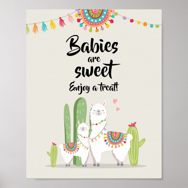 Babies are Sweet Fiesta Llama Baby Shower Sign (Front)