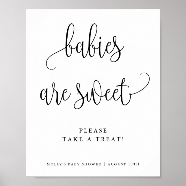 Babies are Sweet Minimalist Calligraphy Favor Poster (Front)