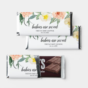 Babies Are Sweet Peach Floral Girl Baby Shower Hershey Bar Favors