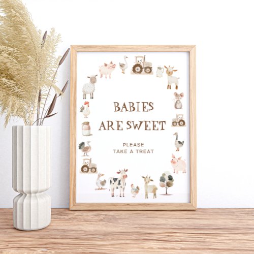 Babies Are Sweet Please Take A Treat Farm Animals Poster