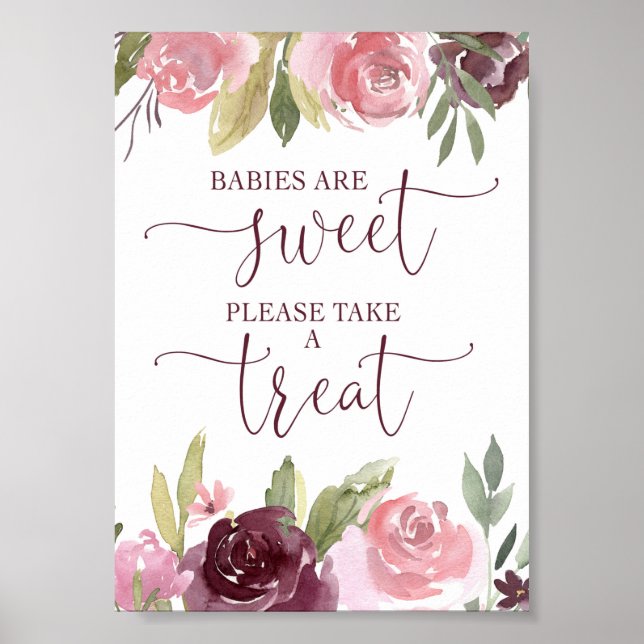 Babies are sweet please take a treat favors sign (Front)